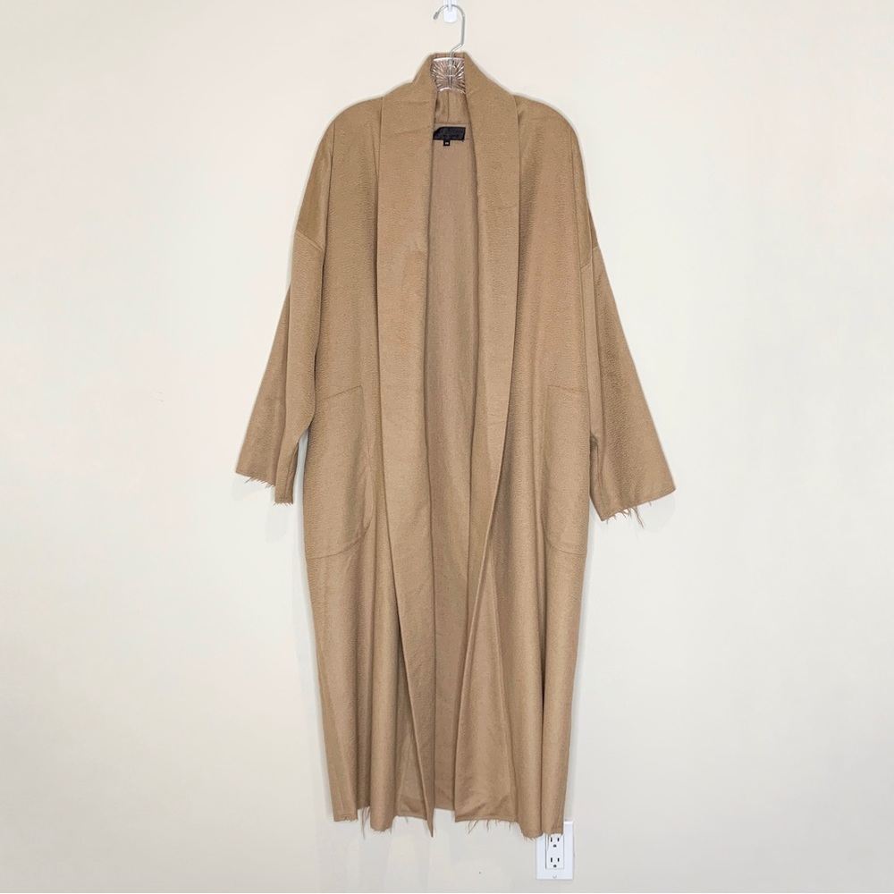 Nili Lotan Laight Wool Blend Duster Coat (Sz XS) Shawl Collar Tan Camel - Picture 6 of 16